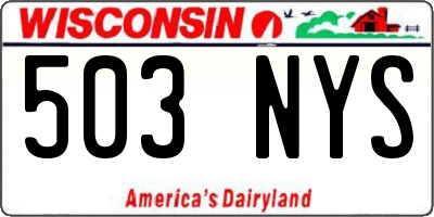 WI license plate 503NYS