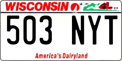 WI license plate 503NYT