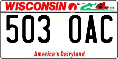 WI license plate 503OAC