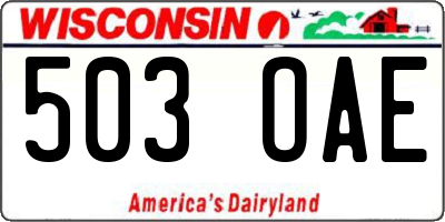 WI license plate 503OAE