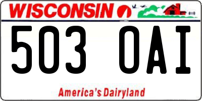 WI license plate 503OAI