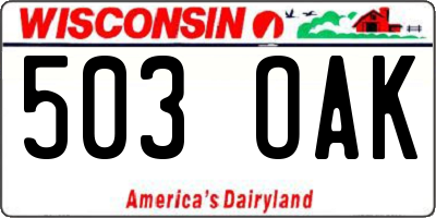 WI license plate 503OAK