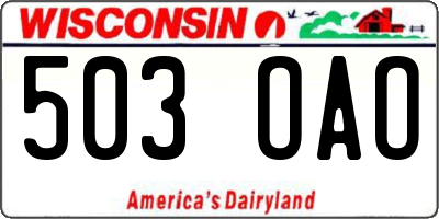 WI license plate 503OAO