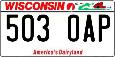 WI license plate 503OAP