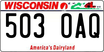 WI license plate 503OAQ