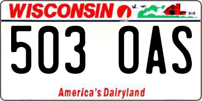 WI license plate 503OAS