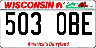 WI license plate 503OBE