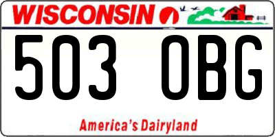 WI license plate 503OBG