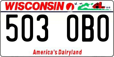 WI license plate 503OBO