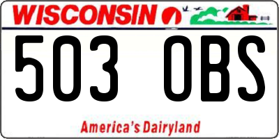WI license plate 503OBS