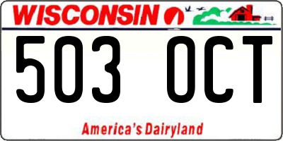 WI license plate 503OCT
