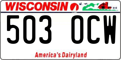 WI license plate 503OCW