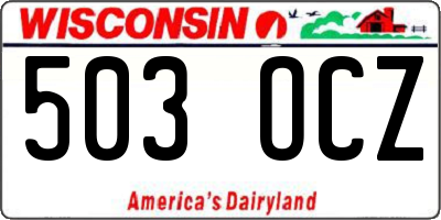WI license plate 503OCZ