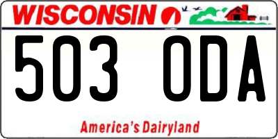 WI license plate 503ODA