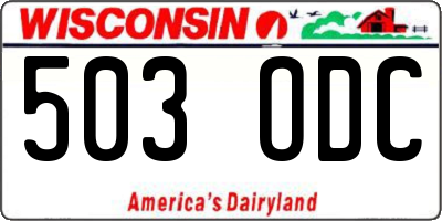WI license plate 503ODC