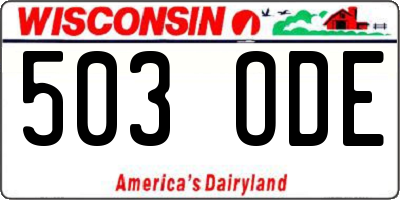 WI license plate 503ODE