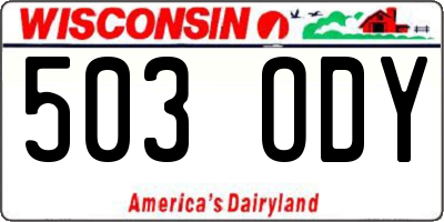 WI license plate 503ODY