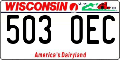 WI license plate 503OEC