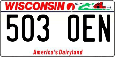 WI license plate 503OEN