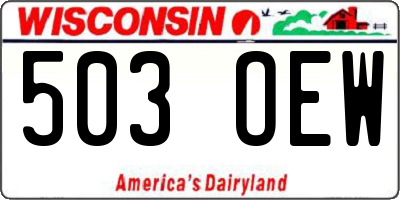 WI license plate 503OEW