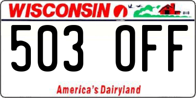 WI license plate 503OFF