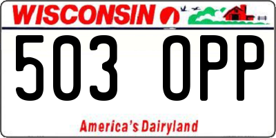 WI license plate 503OPP