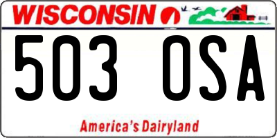 WI license plate 503OSA