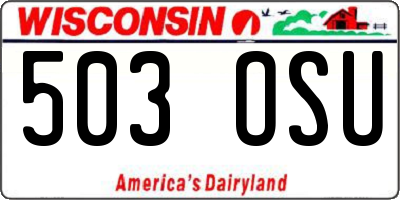 WI license plate 503OSU
