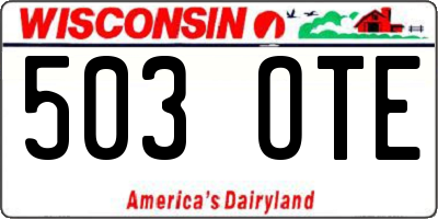 WI license plate 503OTE