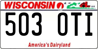 WI license plate 503OTI