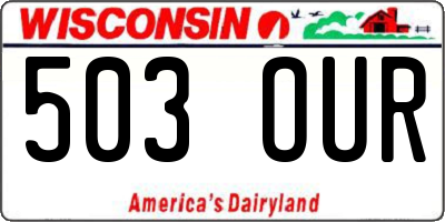 WI license plate 503OUR