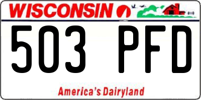 WI license plate 503PFD