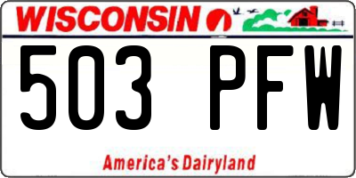 WI license plate 503PFW