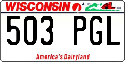 WI license plate 503PGL
