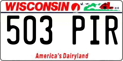 WI license plate 503PIR