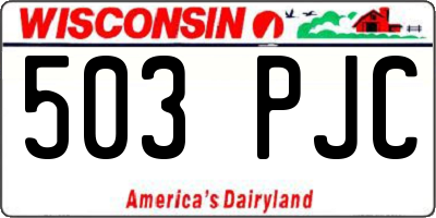 WI license plate 503PJC