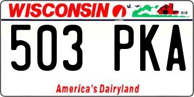 WI license plate 503PKA
