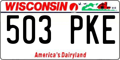 WI license plate 503PKE