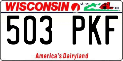 WI license plate 503PKF