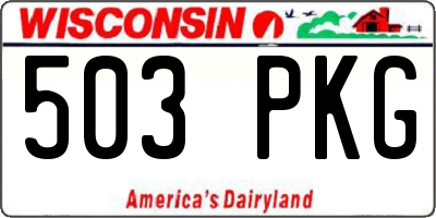 WI license plate 503PKG
