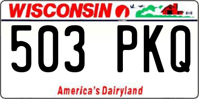 WI license plate 503PKQ