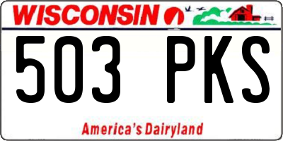WI license plate 503PKS