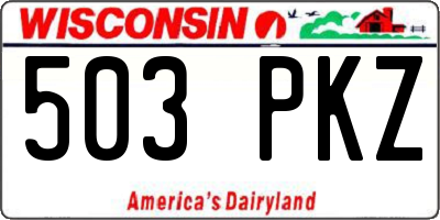 WI license plate 503PKZ