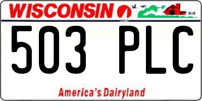 WI license plate 503PLC