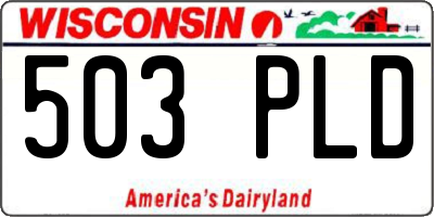 WI license plate 503PLD