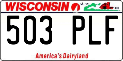 WI license plate 503PLF