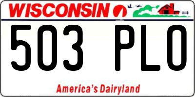 WI license plate 503PLO