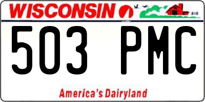 WI license plate 503PMC