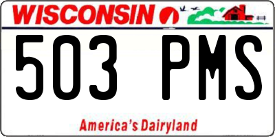 WI license plate 503PMS