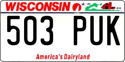 WI license plate 503PUK